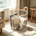 thumbnail image 6 of Foldable Clear Storage Basket with Handle 25x21cm, PVC Organizer Bin for Wardrobe Shelf Nursery, Sturdy Lightweight Transparent, Wide Opening Easy Access, Bedroom Living Room Storage, 6 of 6