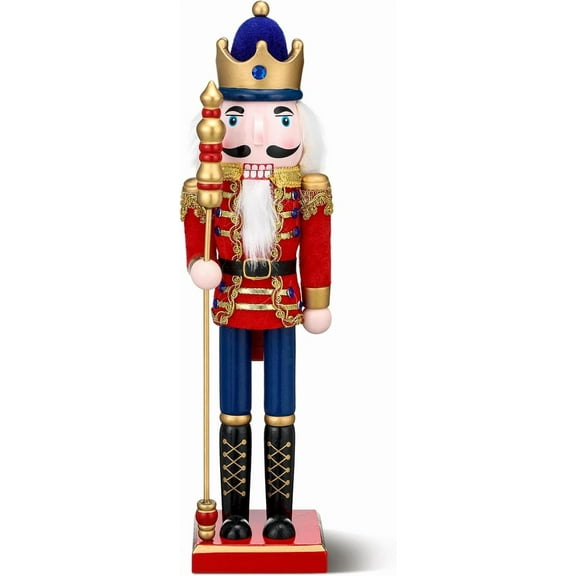 Karenhi Traditional Wooden Nutcracker 15 Inch - Festive Christmas Decor for Party Shelves and Tables