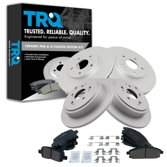 TRQ Front and Rear Brake Pad & Rotor Kit Brake Pads Brake Rotor Ceramic Premium G-Coated Fits Select 2003-2006 Acura MDX