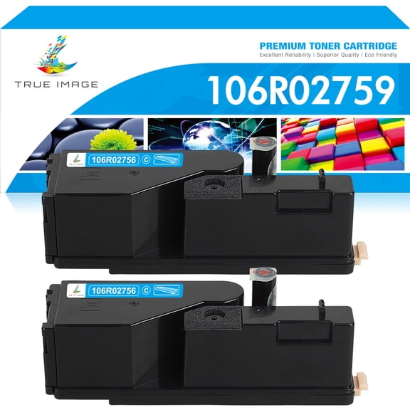 True Image 2-Pack Compatible Toner Cartridge for Xerox 106R02756 Phaser 6020 6022 WorkCentre 6025 6027 (Cyan)