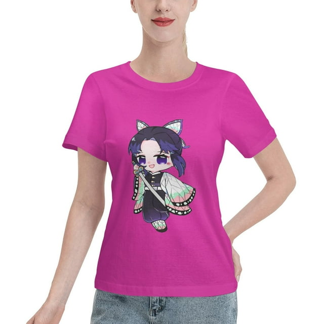 T-Shirt Basique à Manches Courtes pour Femmes Demon Slayer Ninja Papillon