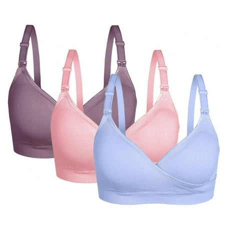 

Summark 3 Pack Maternity Nursing Bra for Sleep Cotton Breastfeeding Bras
