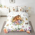 thumbnail image 2 of Erosebridal Chic Horse Bedding Sets Queen Size,Farm Animal Comforter Sets with Sheets,Colorful Floral Bed in a Bag Queen Size,Super Cozy Room Decoration Reversible,7-Piece, 2 of 6