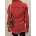 thumbnail image 6 of Chase Secret Womens Denim Jacket Casual Long Boyfriend Distresse Jean Jacket Petite, 6 of 6
