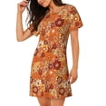 thumbnail image 2 of Fotbe Hippie Flower Bata de Dormir para Mujer con Estampado, Camisón de Algodón de Manga Corta, Ropa de Dormir Casual, 2 of 6