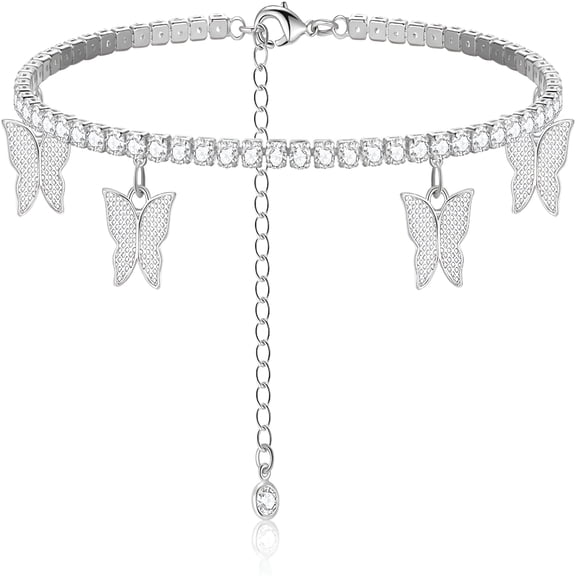 DESIGNICE Gold Anklets for Women, Waterproof Herringbone Snake Chain Cuban Link Anklet Set