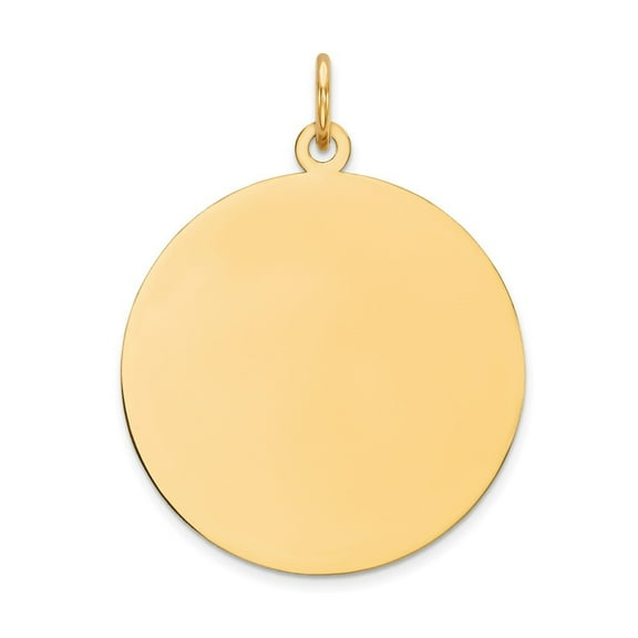Auriga 14K Yellow Gold Plain .011 Gauge Circular Engravable Disc Charm for Women (L-28mm, W-24mm)