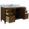 thumbnail image 6 of MCM 61" Single Oval Sink Solid Wood Vanity in Walnut/White Carrara, 6 of 11