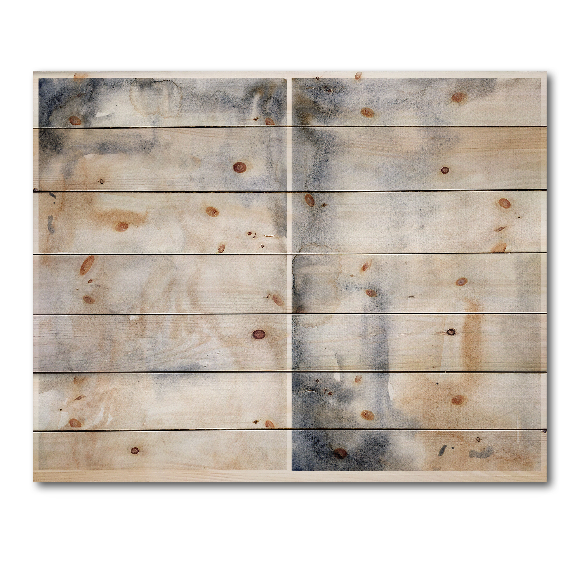 Designart 'Abstract Paste With Dark Blue and Beige' Modern Print on Natural Pine Wood