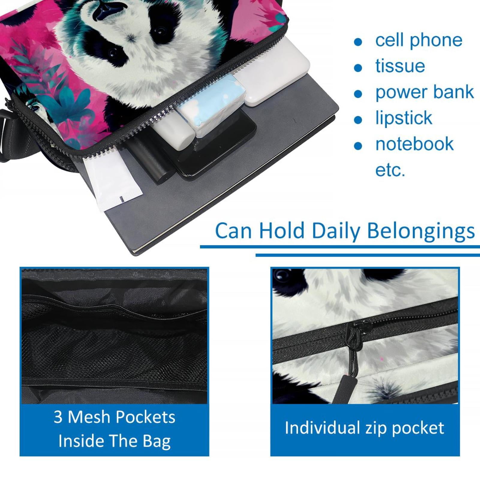 Panda Lightweight Adjustable Cross Body Bag with Extension Strap, Unisex Waist Packs Money Belt Fanny Packs