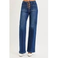thumbnail image 2 of I AM A FASHION JUNKY RISEN Full Size High Rise Wide Leg Jeans with Front Tie Detail Plus Size (DARK, 11), 2 of 6