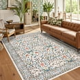 thumbnail image 2 of Nanan 8'x10' Vintage Floral Printed Area Rug Machine Washable Botanical Rug, Non Slip Non Shedding Rug for Living Room Bedroom Playroom, Beige, 2 of 8