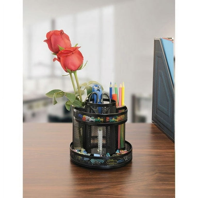 Metal Mesh Rotating Desktop Organizer, 8 Compartments, Metal Mesh, 6.5 Metal Mesh Rotating Desktop Organizer, 8 Compartments, Metal Mesh, 6.5