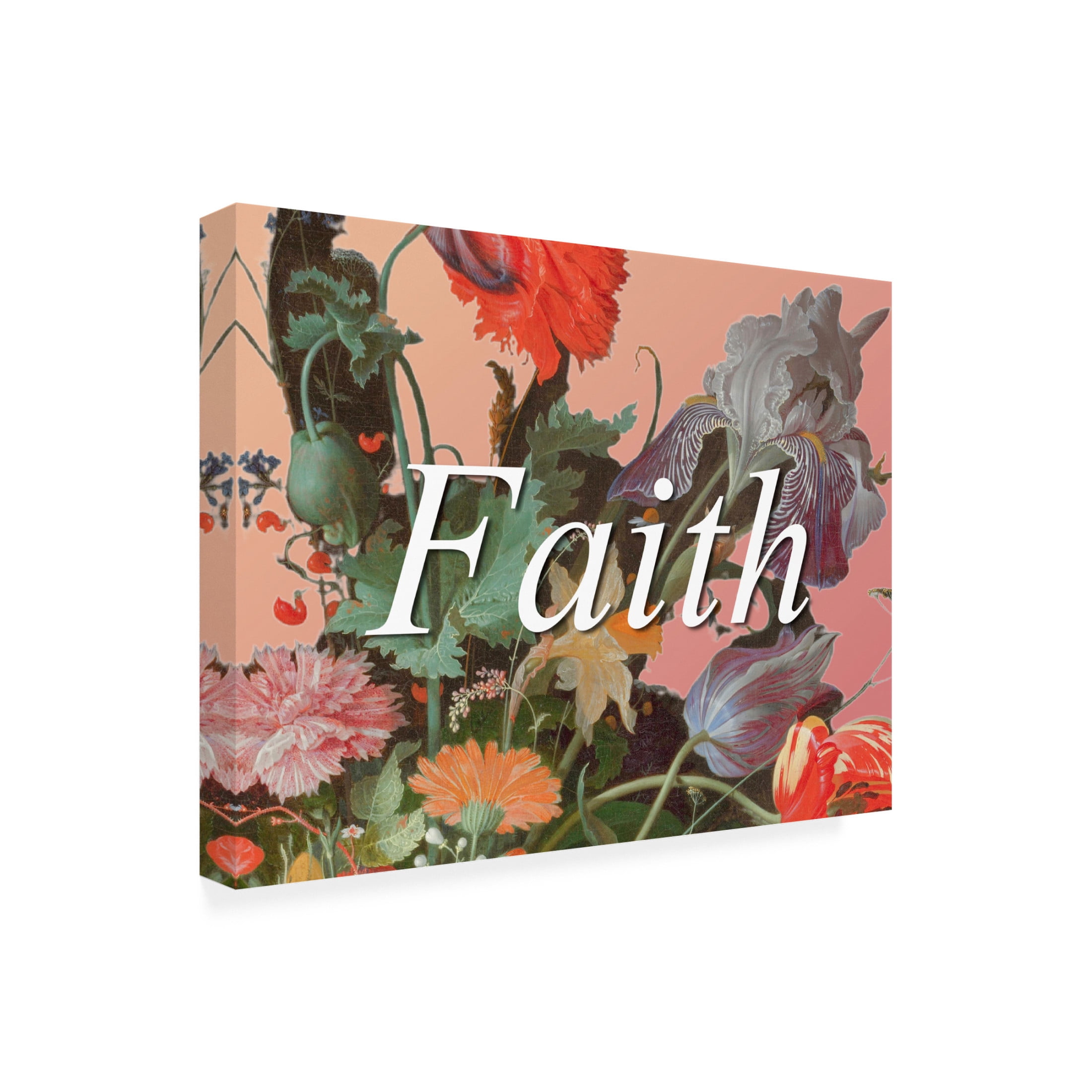 Canvas Wall Art - Sandra Iafrate 'Faith Flowers' Wall Art for Living Room, Bedroom, or Office Décor by Trademark Fine Art - 47 x 35 Inches