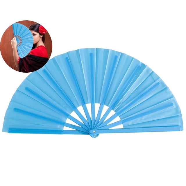 Dvruxg Large Folding Hand Rave Fan - Vibrant Nylon Cloth for Kung Fu, Tai Chi, Dance, Music Festivals, Parties & Decorations