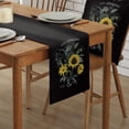 thumbnail image 2 of Table Runner Dresser Scarves 60 Inch Long, Spring Natural Sunflowers Plant on Black Linen Dining Table Runners Rustic Farm Yellow Flower Tabletop Scarf for Wedding Holiday Party Kitchen, 2 of 7