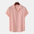 thumbnail image 2 of Miluxas Polo Shirts for Men Clearance Men's Casual Solid Young Blood Turn-down Collar with Pocket Button Short Sleeve Blouse Tops Shirt Pink 8(XL), 2 of 9