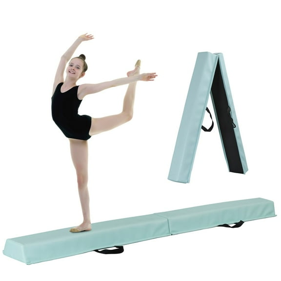 WSSYzyzf 6 Foot Green Balance Beam, Extra Firm Vinyl Folding Gymnastics Beam with Handle for Home, Non-Slip Base for Kids and Beginners, Portable for Tumbling and Training