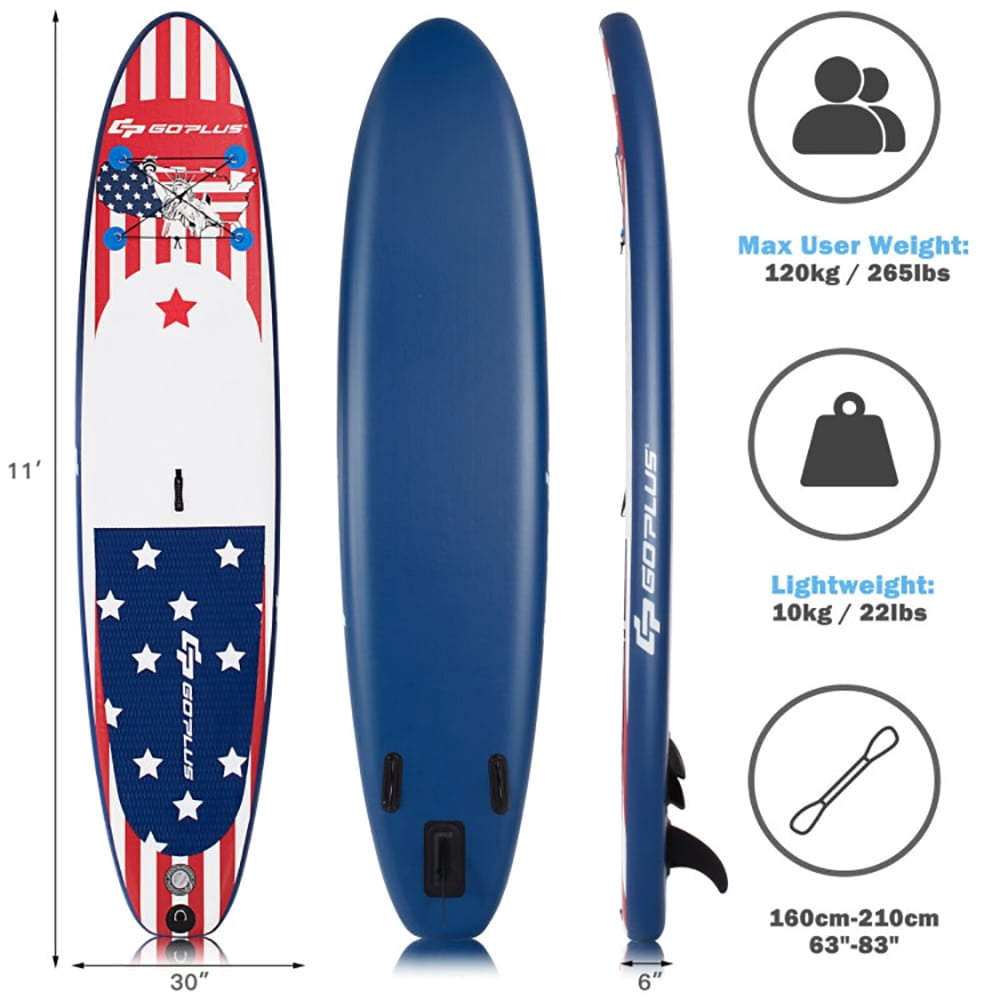 Aimee Lii 11 Feet Inflatable Stand up Paddle Board with 3 Fins Thruster, Outdoor Exercise for Sports Lovers