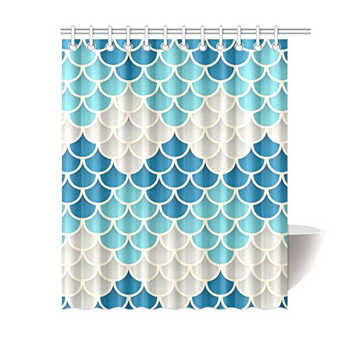 MKHERT Fish Scales Shower Curtain Bath Curtain Waterproof fabric