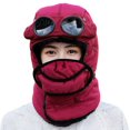 thumbnail image 2 of Morttic Unisex Thermal Winter Trapper Pilot Hat with Glasses Winter Cycling Windproof Full Neck Face Ski Masks for Outdoor, Red, 2 of 10