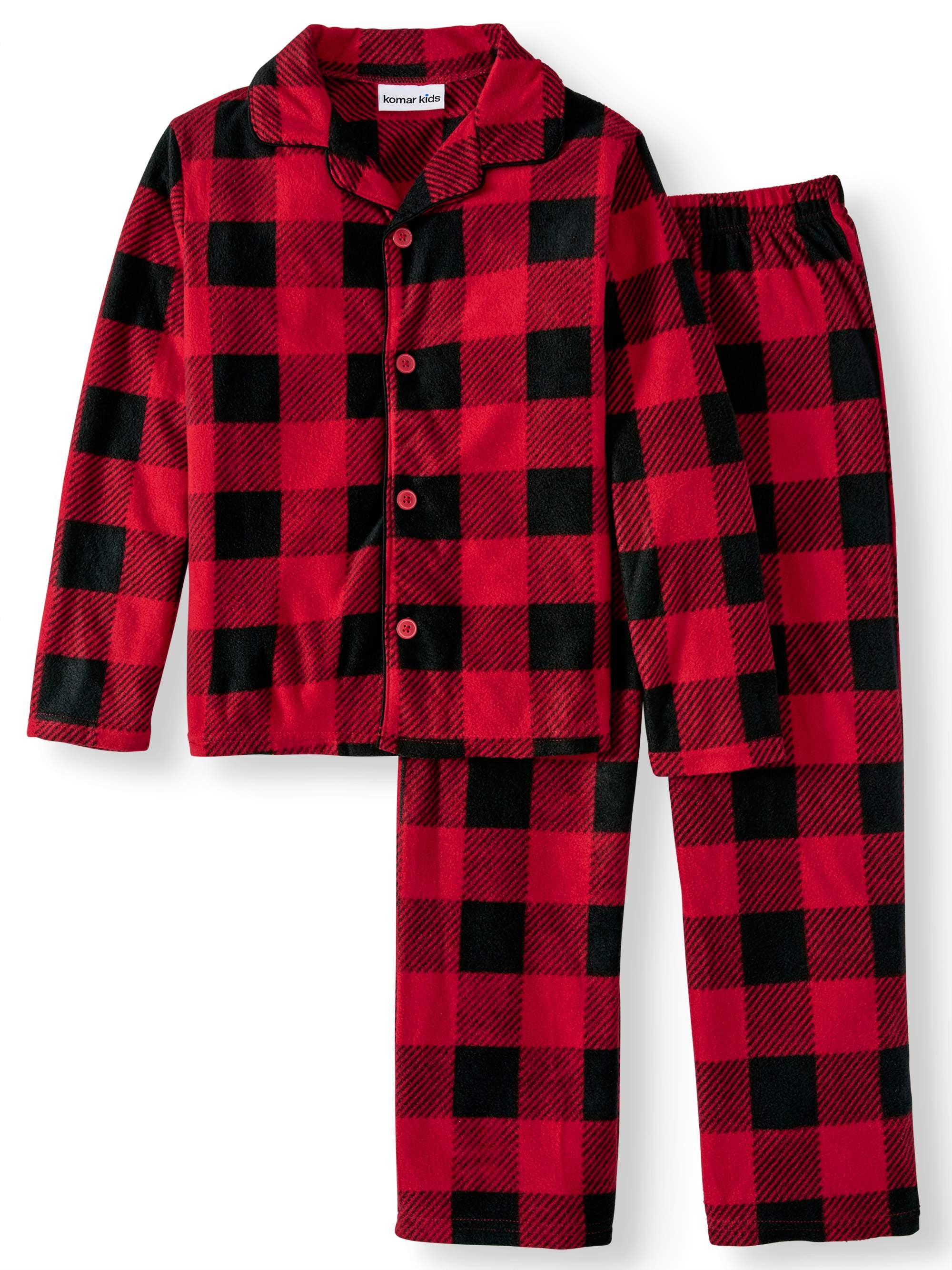 Sleep On It Big Boys Red Buffalo Plaid Fleece Bathrobe
