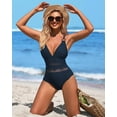 thumbnail image 5 of Attraco Womens Sexy Crochet One Piece Swimsuits Plunge V Neck Strappy Bathing Suit Hollow Out Monokini Swimwear, 5 of 8