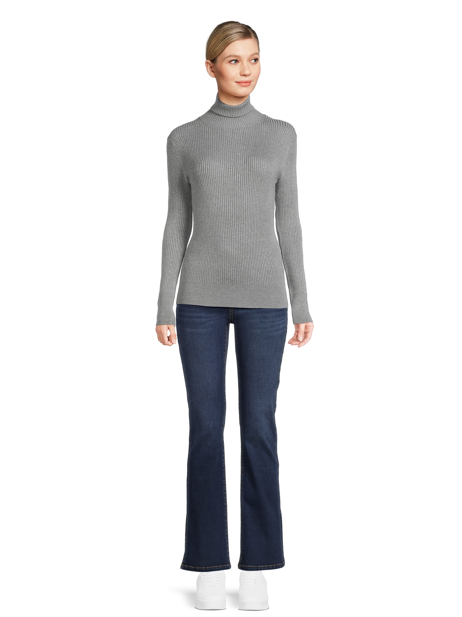 Time and Tru Women's Ribbed Knit Turtleneck, Sizes XS-XXXL