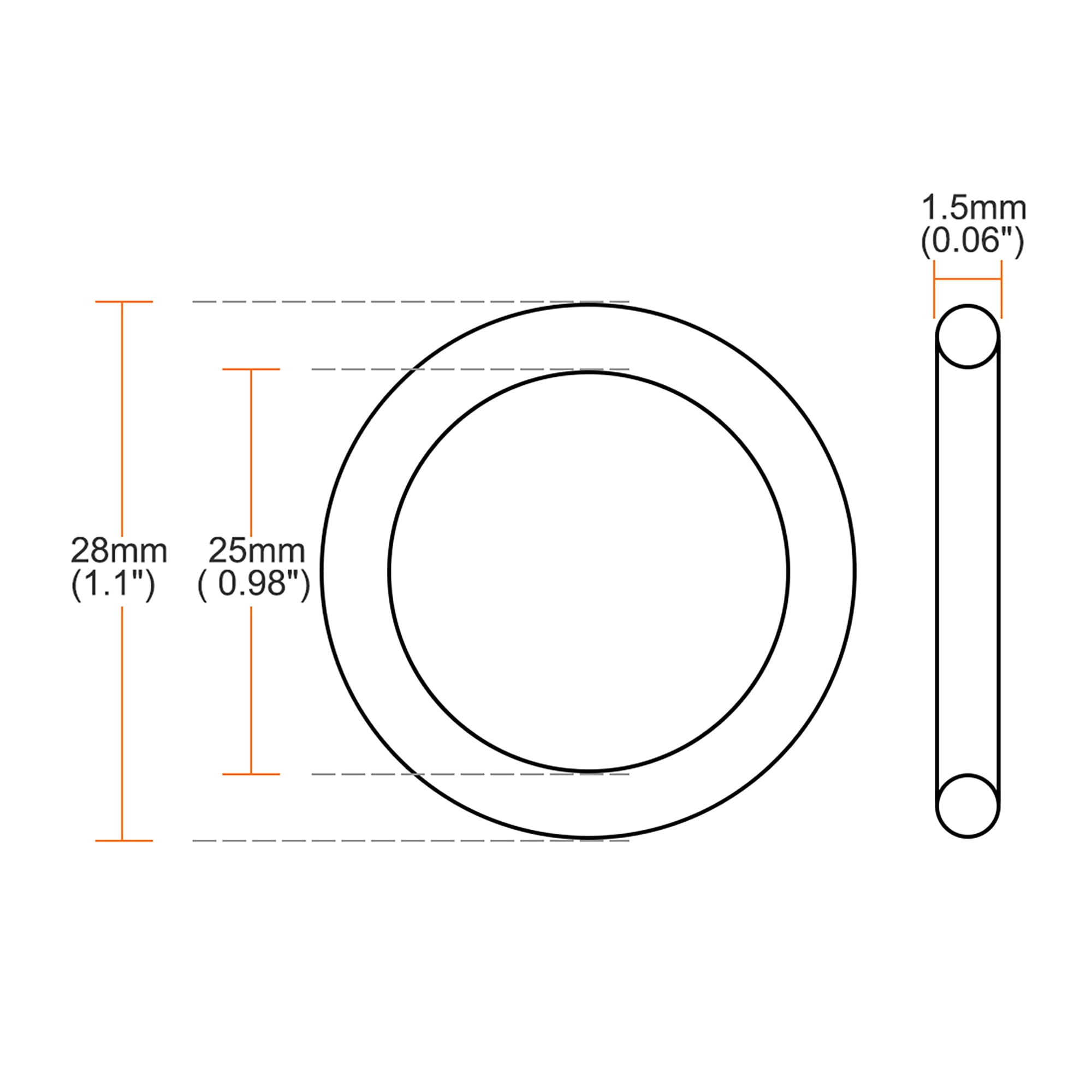 3 Pcs x Black Silicone Rubber O-Ring For LED Flashlight Φ13-51 x 1.5mm 