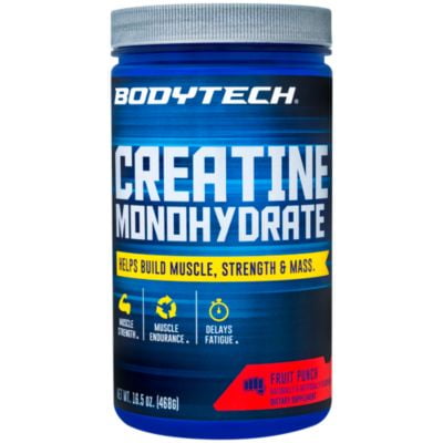BodyTech 100 Pure Creatine Monohydrate 5GM, Fruit Punch  Improve Muscle Performance, Strength  Mass (16.5 Ounce