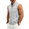thumbnail image 6 of Men's Solid Color Golf Vest, Stand Collar Full Zip Sleeveless Jacket with Zipper Pockets, Lightweight Casual Golf & Outdoor Vest Size 4XL Gray, 6 of 9