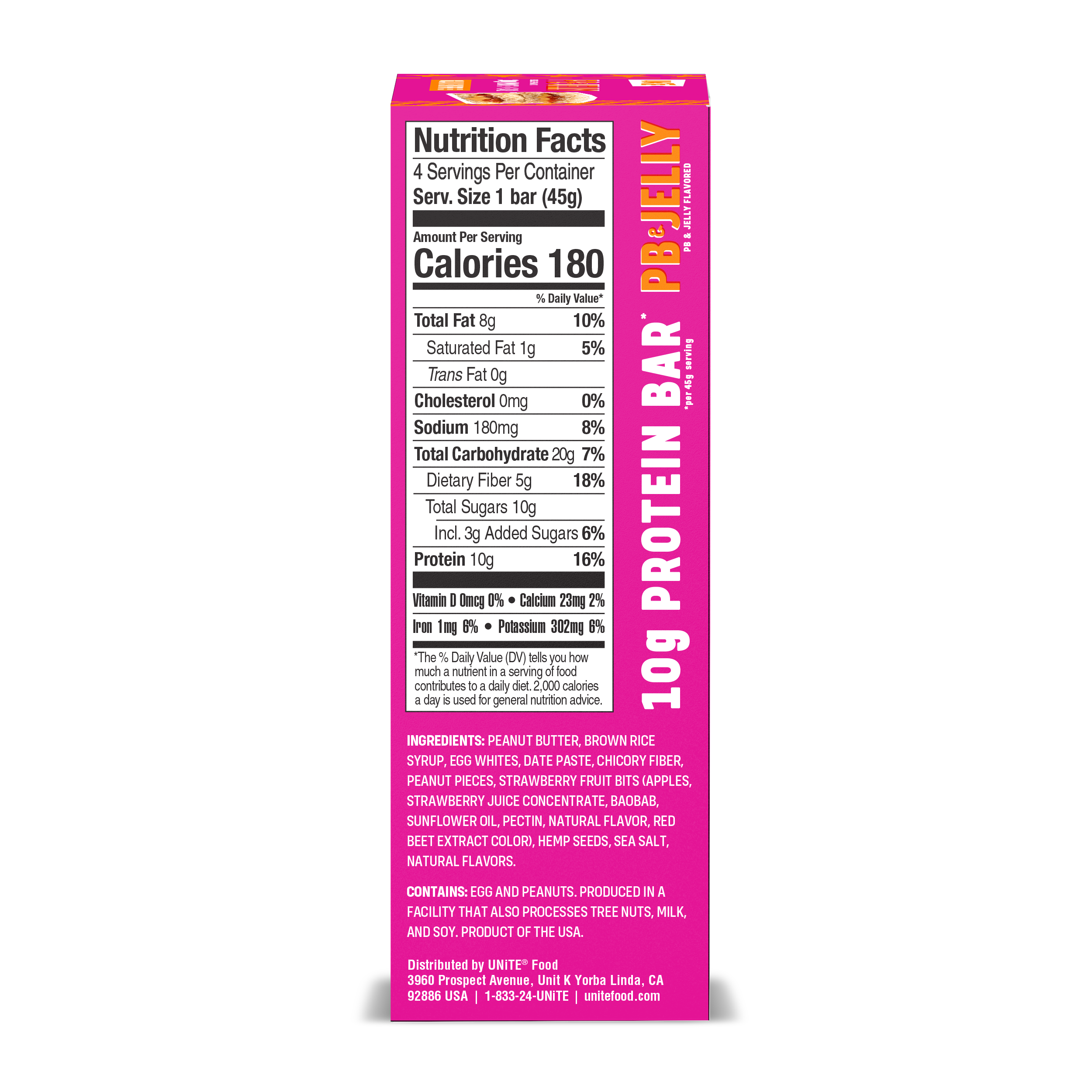 Unite Food High-Protein Bar, Peanut Butter and Jelly, 4 Ct, 1.58 oz. - image 3 of 7