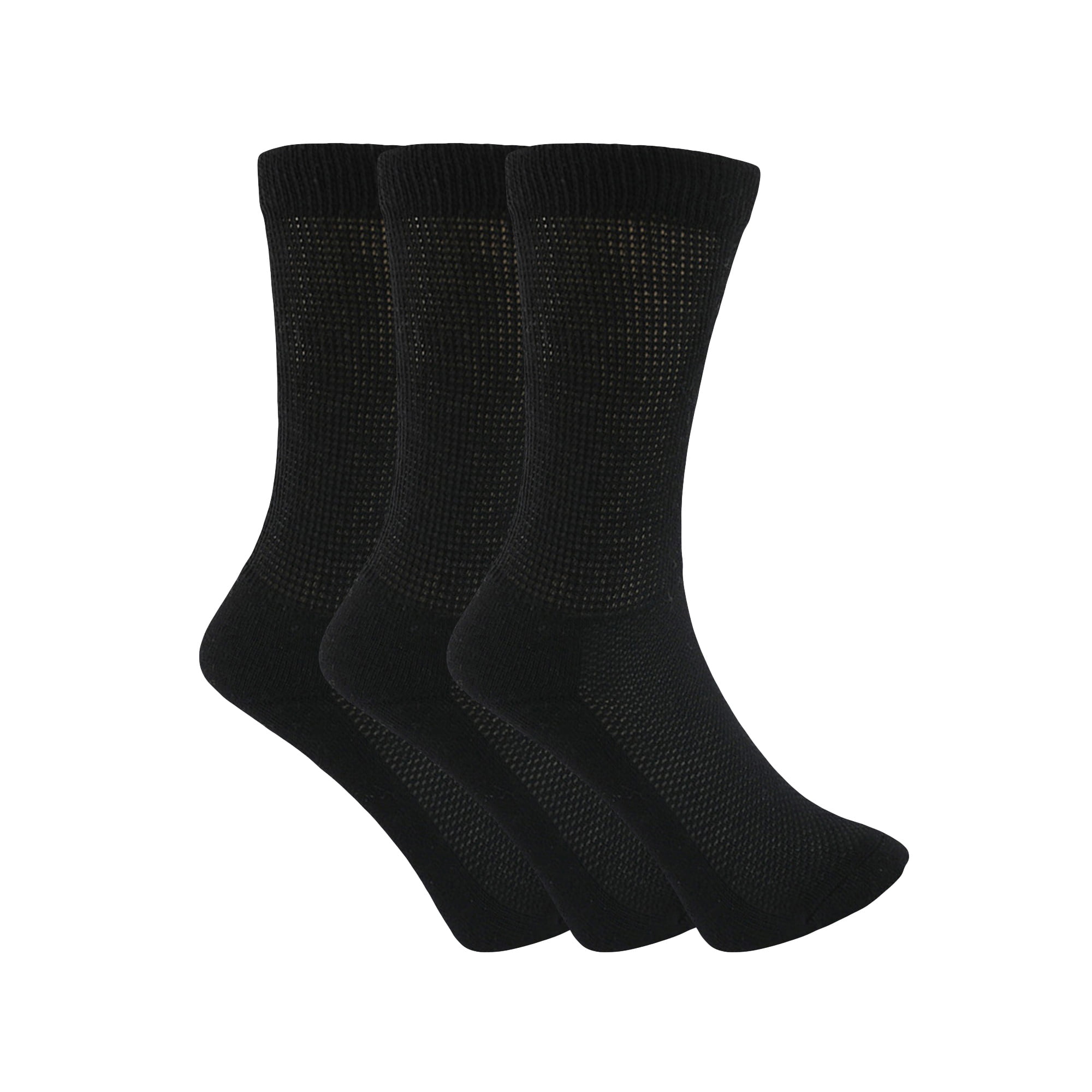 AWS/American Made - Diabetic Crew Socks Black for Men and Women 3 PAIRS ...