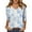 #06Light Blue, variant on Ladies Soft Floral Pattern V Neck 3/4 Sleeve T Shirts Loose Fit Casual Daily Wear Blouse Shirts
