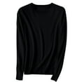thumbnail image 3 of Womens Fall Tops Ribbed Crew Neck Long Sleeve Shirts Basic Plain Casual Dressy Blouses Cute Knit Sweaters、 Black 3XL, 3 of 4