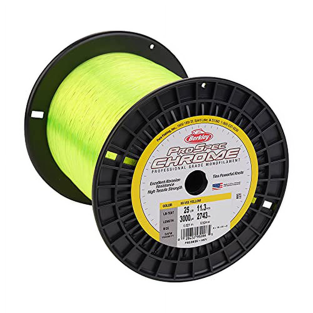 Berkley ProSpec® Chrome Monofilament Fishing Line, Hi-Vis Yellow, 20 lb Test Strength, 3000 yd