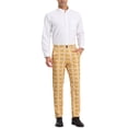 thumbnail image 2 of INSPIRE CHIC Men's Business Plaid Lightweight Regular Fit Flat Front Checked Pants 38 Yellow, 2 of 7