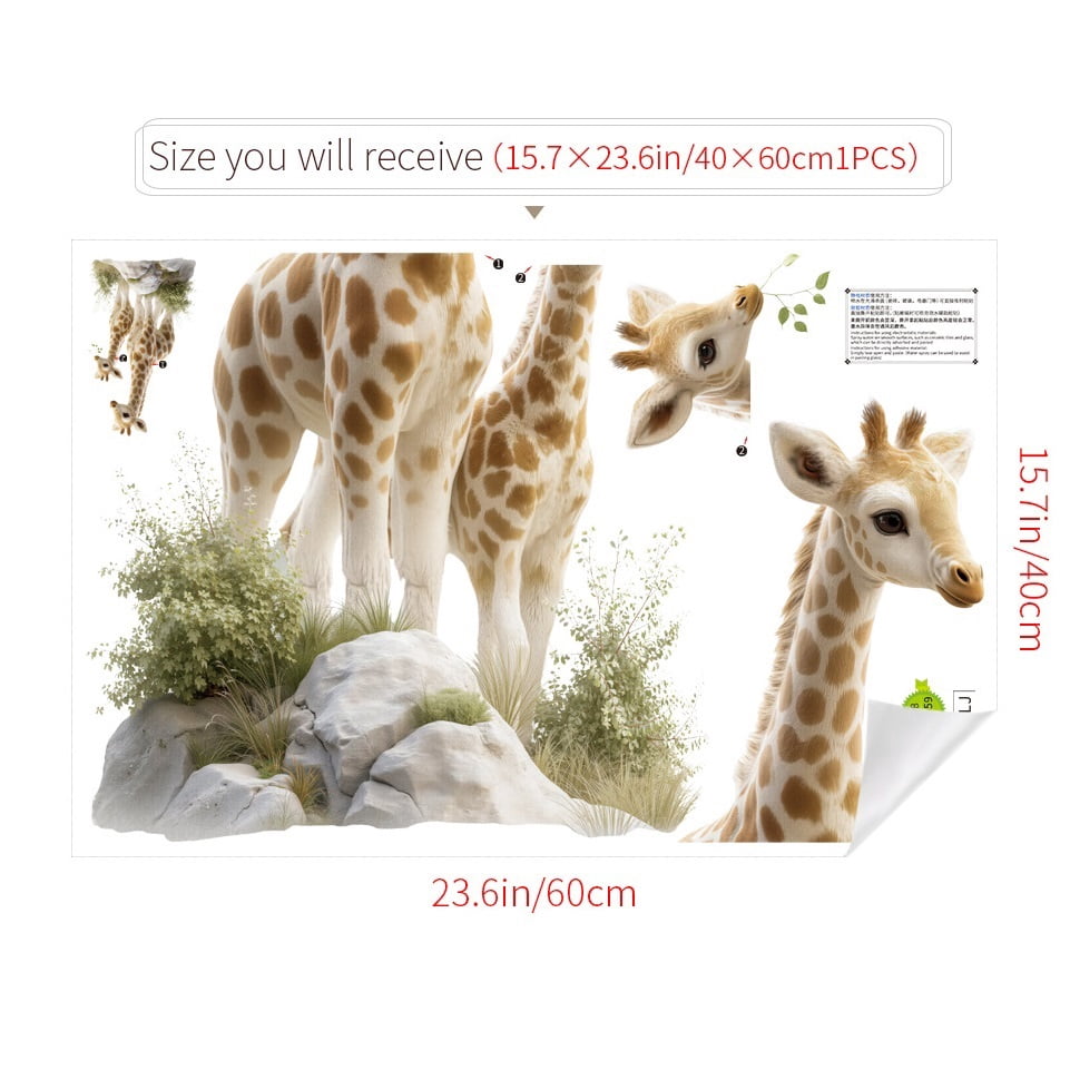 Cute Animal Glass Decoration Stickers - Giraffe Prairie Window Stickers for Home Decor