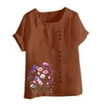 thumbnail image 4 of Summer Tops for Women Casual Short Sleeve Floral Print Blouses Plus Size Round Neck T Shirts Loose Fit Comfy Shirts Blusas De Mujer, 4 of 5
