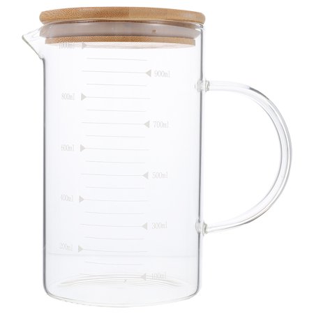 

Glass Measuring Cup Graduated Water Mug Coffee Cup with Scales Baking Measuring Cup Liquid Measuring Cup1 Set Heat Resistant Glass Measuring Cup Thickened Glass Measure Cup with Wood Cover