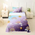 thumbnail image 2 of Manfei Kawaii Rainbow Twin Sheets, Bling Stars Galaxy Print Bedding, Blue Purple, 3-Piece, 1 Flat Sheet, 1 Fitted Sheet and 1 Pillowcase, 2 of 6