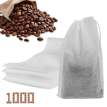 Fkszll 1000 PCS Cold Brew Bags 4x6 inch No Mess Disposable Cold Brew Coffee Filter Pouches with Drawstring Large Fine Mesh Empty Tea Bag for Loose Leaf Tea Iced Coffee Herbs Spice Home brewing Hot po