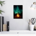 thumbnail image 3 of Elephant Stock Campfire Under Northern Lights Wall Art - Vertical Canvas Wall Art - Living Room Wall Decor - Nature Canvas - Black And Teal Decor - 8" x 12", 3 of 8