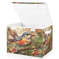 thumbnail image 2 of Storage Box With Lid 16.5x12.6x11.8In Foldable Stacked Household Storage Box Colored Oil Painting Bird, 2 of 7