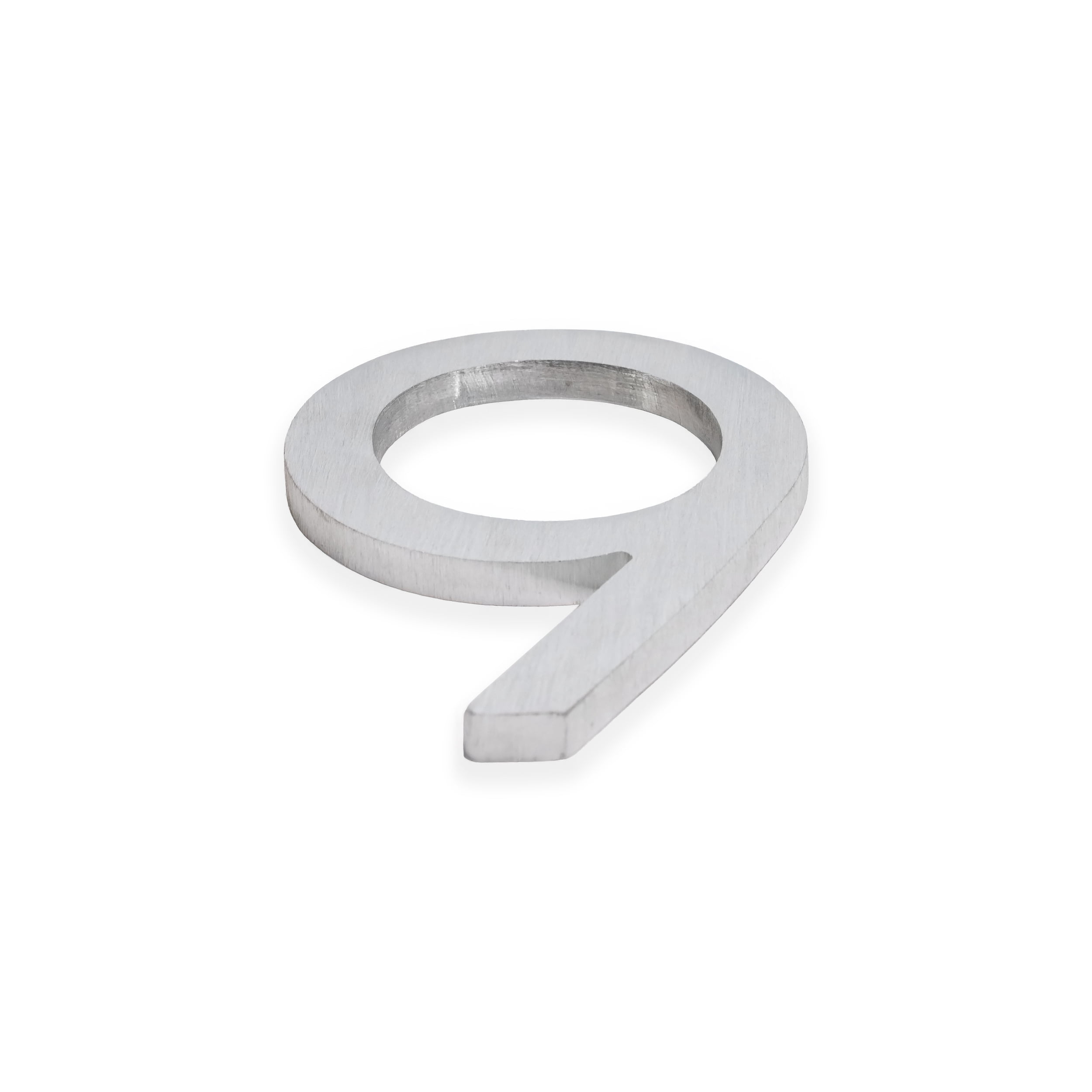 Montague Metal Products - 4" Brushed Aluminum Floating or Flat Modern House Numbers 0-9 - 9