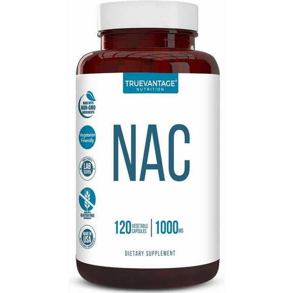 NAC Supplement (N-Acetyl Cysteine) - 1000 mg - Vegetable Capsules - 120 Count - 60 Servings
