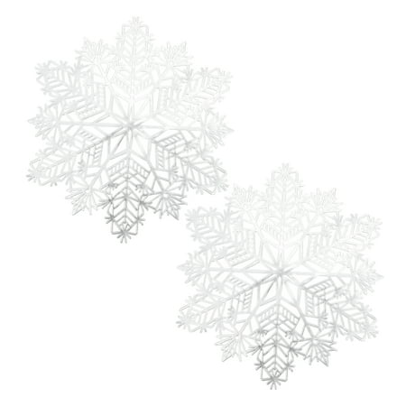 

2Pcs Christmas Party Table Mats Creative Snowflake Shape Placemats (White)