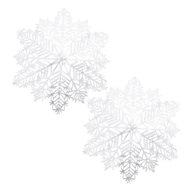 KAKOWELY 2 manteles individuales creativos con forma de copo de nieve para fiesta navideña (blancos)
