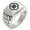 Silver, variant on Stainless Steel Kurushima Samurai Crest Geometric Pattern Step-Down Biker Style Polished Ring
