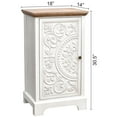 thumbnail image 4 of eHemco Ornate Floral Carved End Table with Storage, 18 x 14 x 30.5 Inches, Retro Style Living Room Furniture, Natural and White, 4 of 9